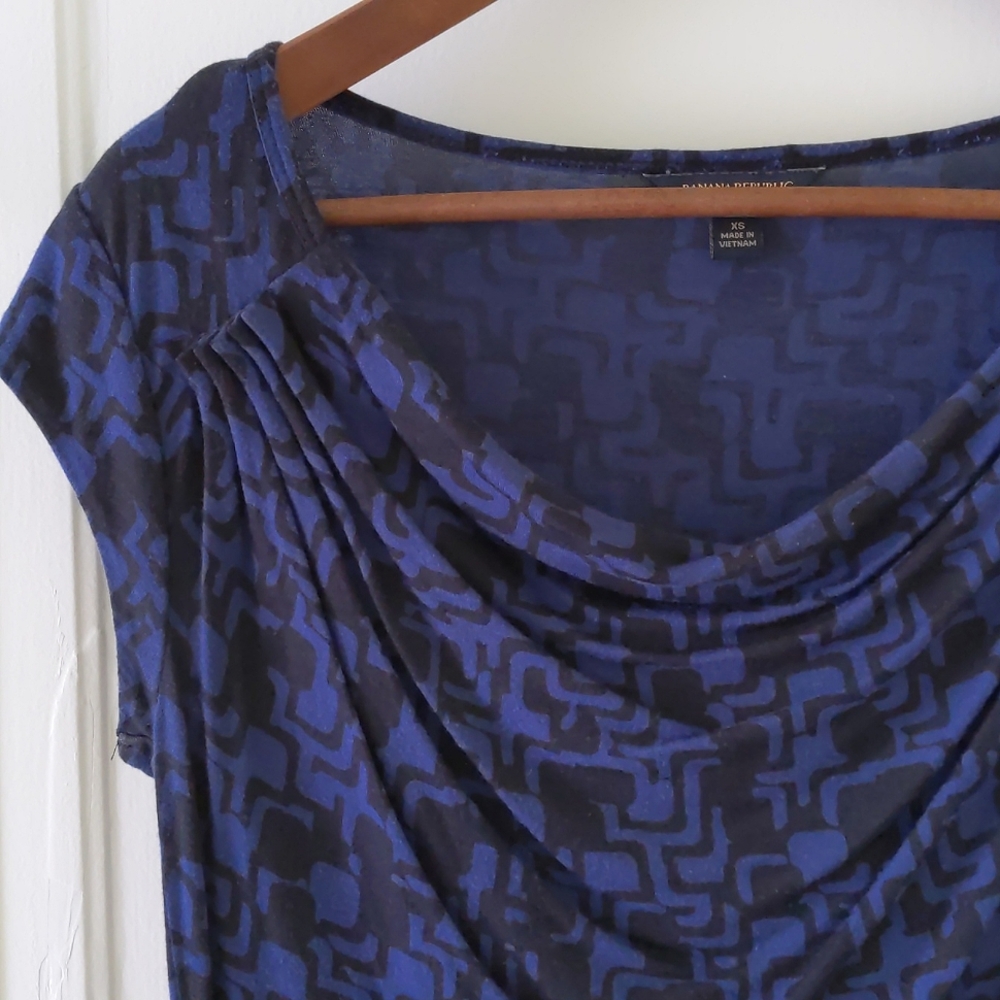 BR Banana Republic royal blue drape neck blouse